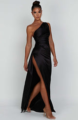 Celeste | Satin One-Shoulder Bodycon Dress for Women - Perfect for Wedding Guests