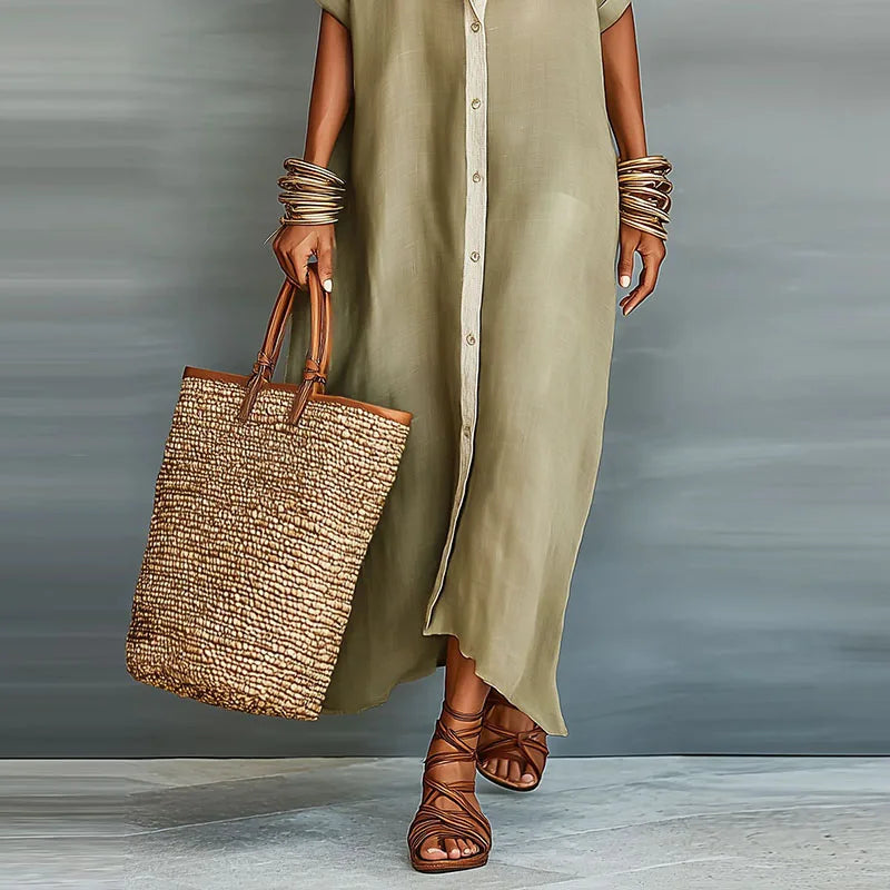 Astoria | Women's Maxi Shirt Dress with Button Front