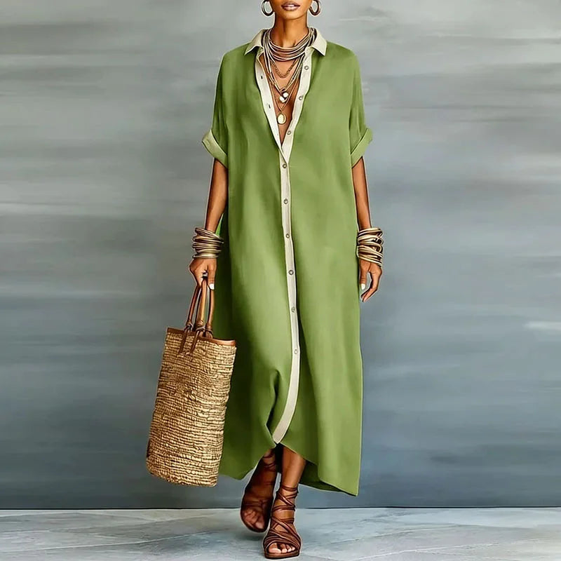 Astoria | Women's Maxi Shirt Dress with Button Front