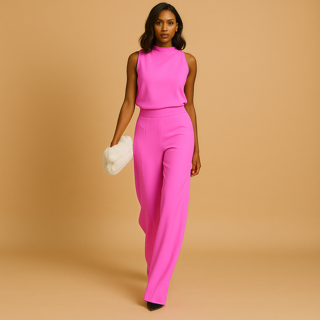 Azalea | Women's Sleeveless Jumpsuit with High Neck and Wide Legs