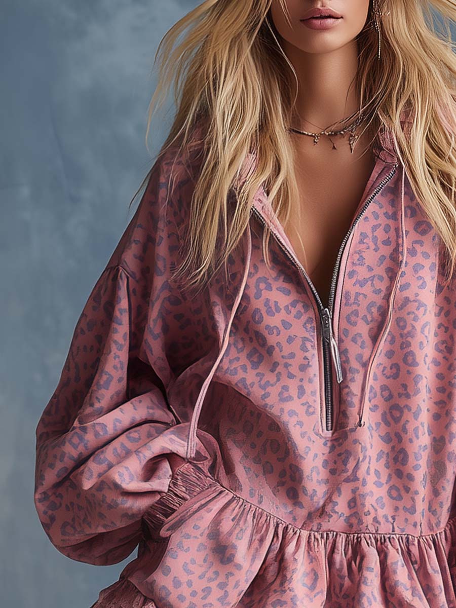 Briony | Women's Leopard Print Mini Dress with Hood