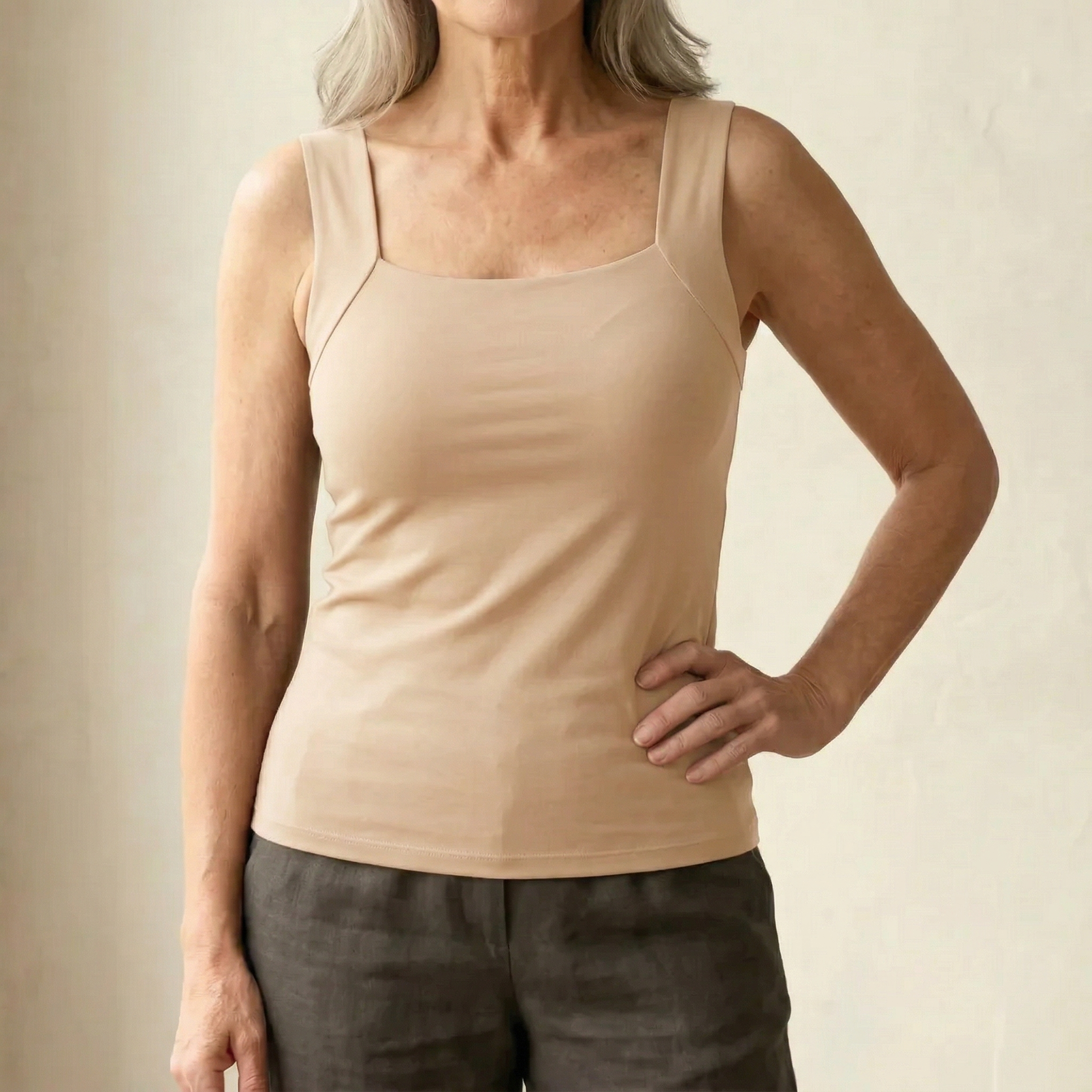 Calista | Women's Square Neck Tank Top with Built-In Bra