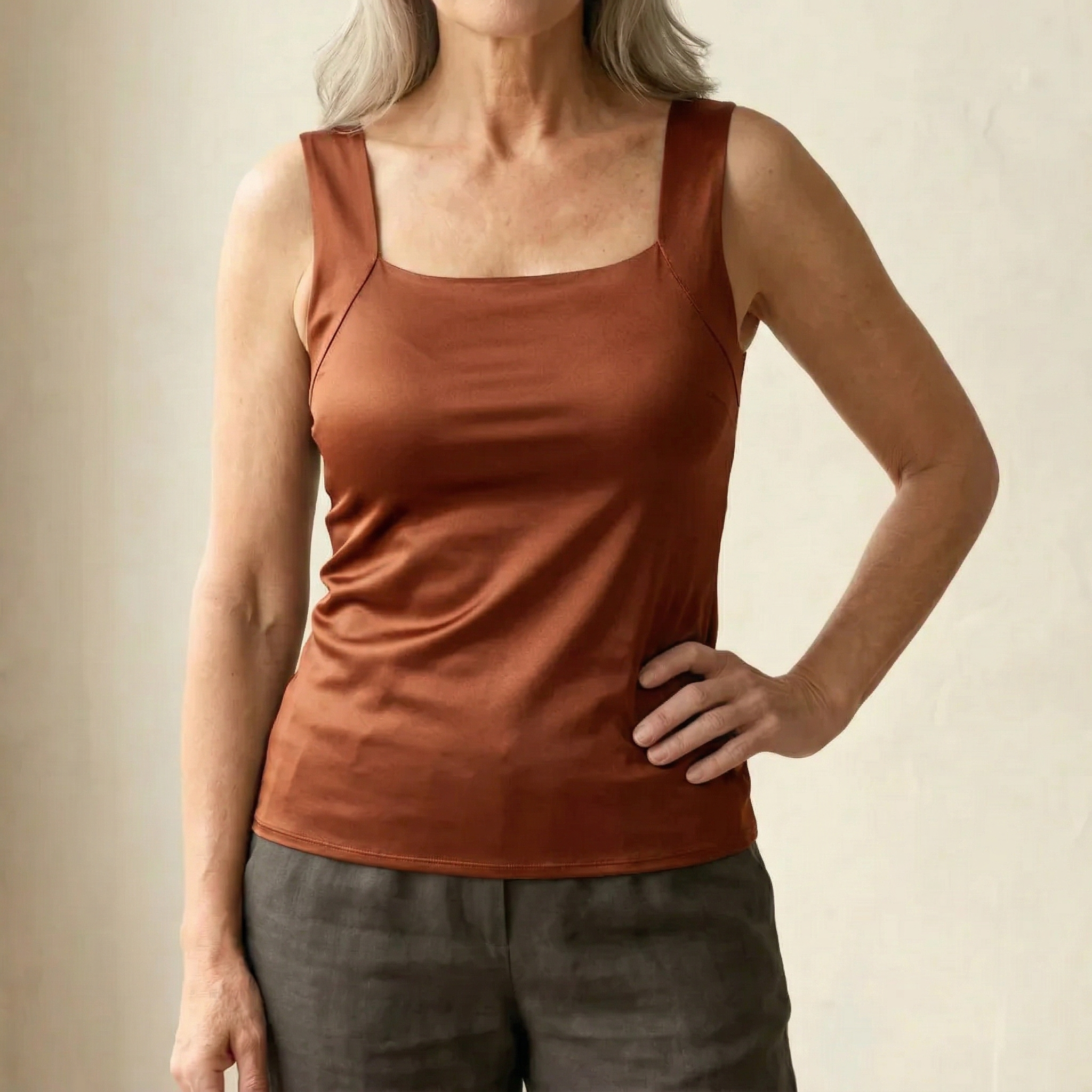 Calista | Women's Square Neck Tank Top with Built-In Bra
