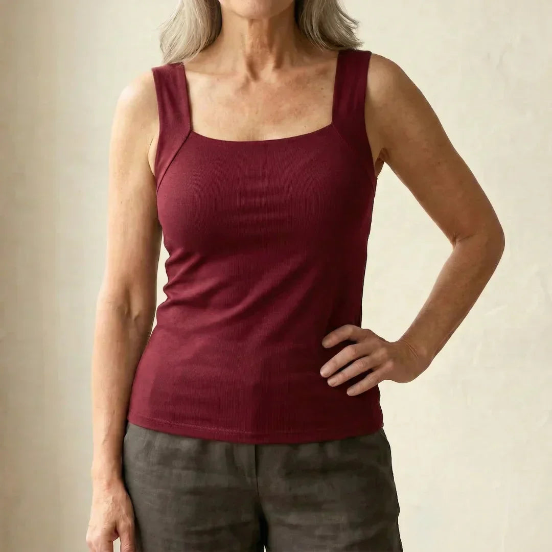 Calista | Women's Square Neck Tank Top with Built-In Bra