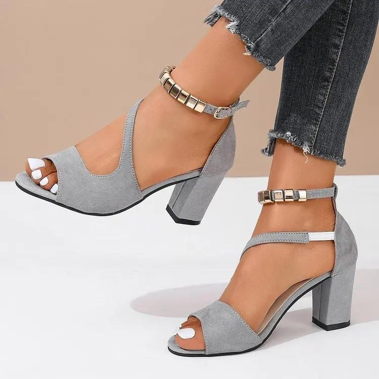 Camille | Women's Block Heel Sandals with Ankle Strap