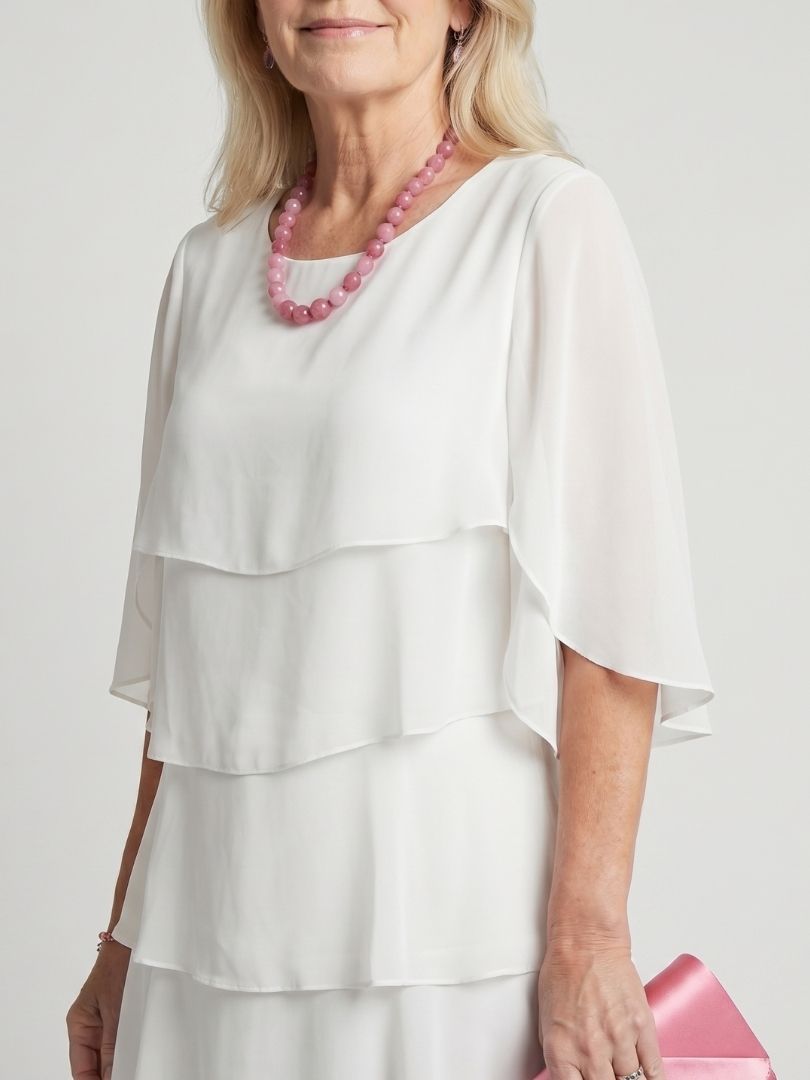 Cassia | Women's Midi Dress with Tiered Flutter Sleeves