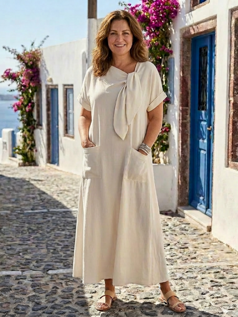 Catalina | Women's Maxi Dress with Round Neck and Pockets