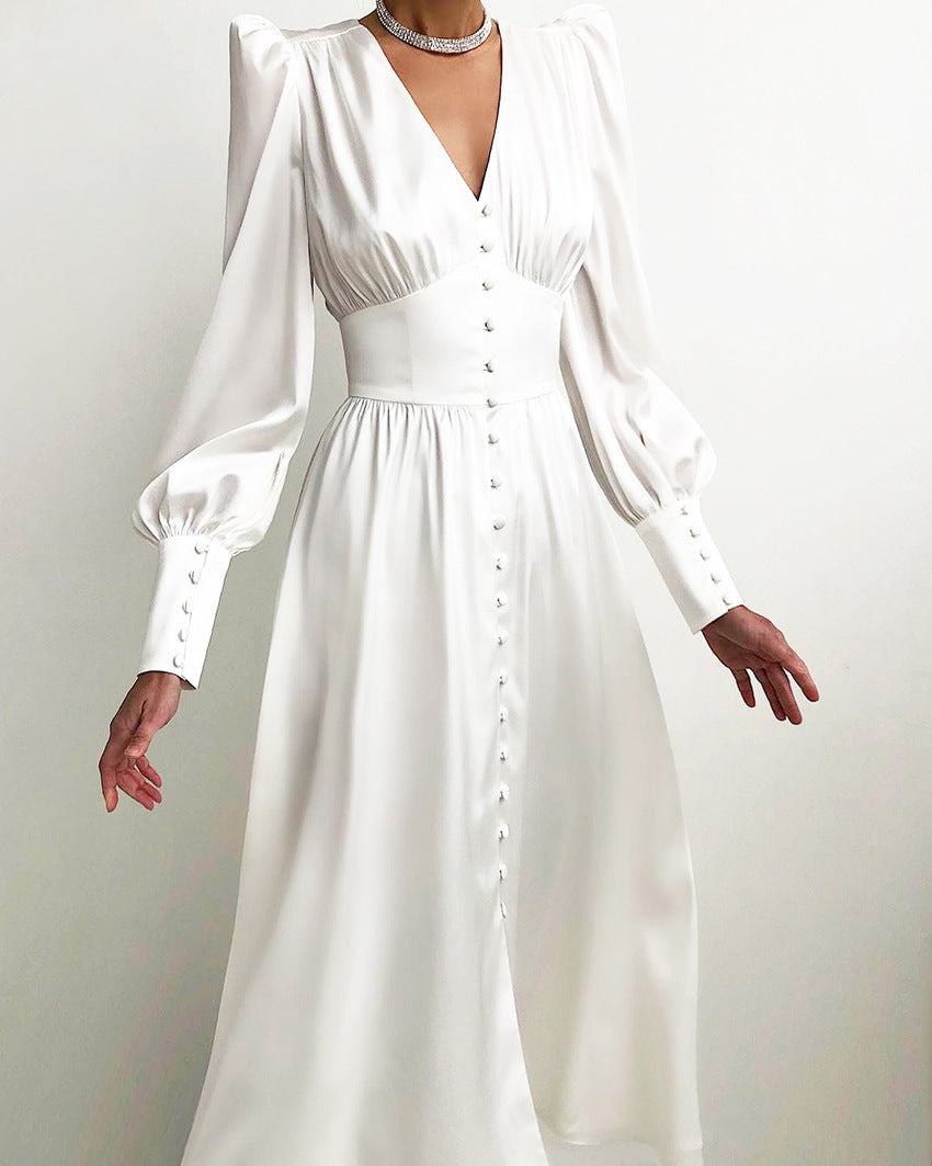 Catalina | Women's Long Sleeve V-Neck Midi Dress
