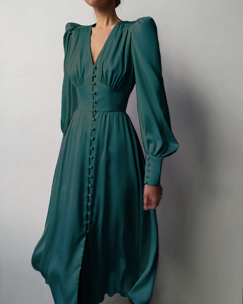 Catalina | Women's Long Sleeve V-Neck Midi Dress