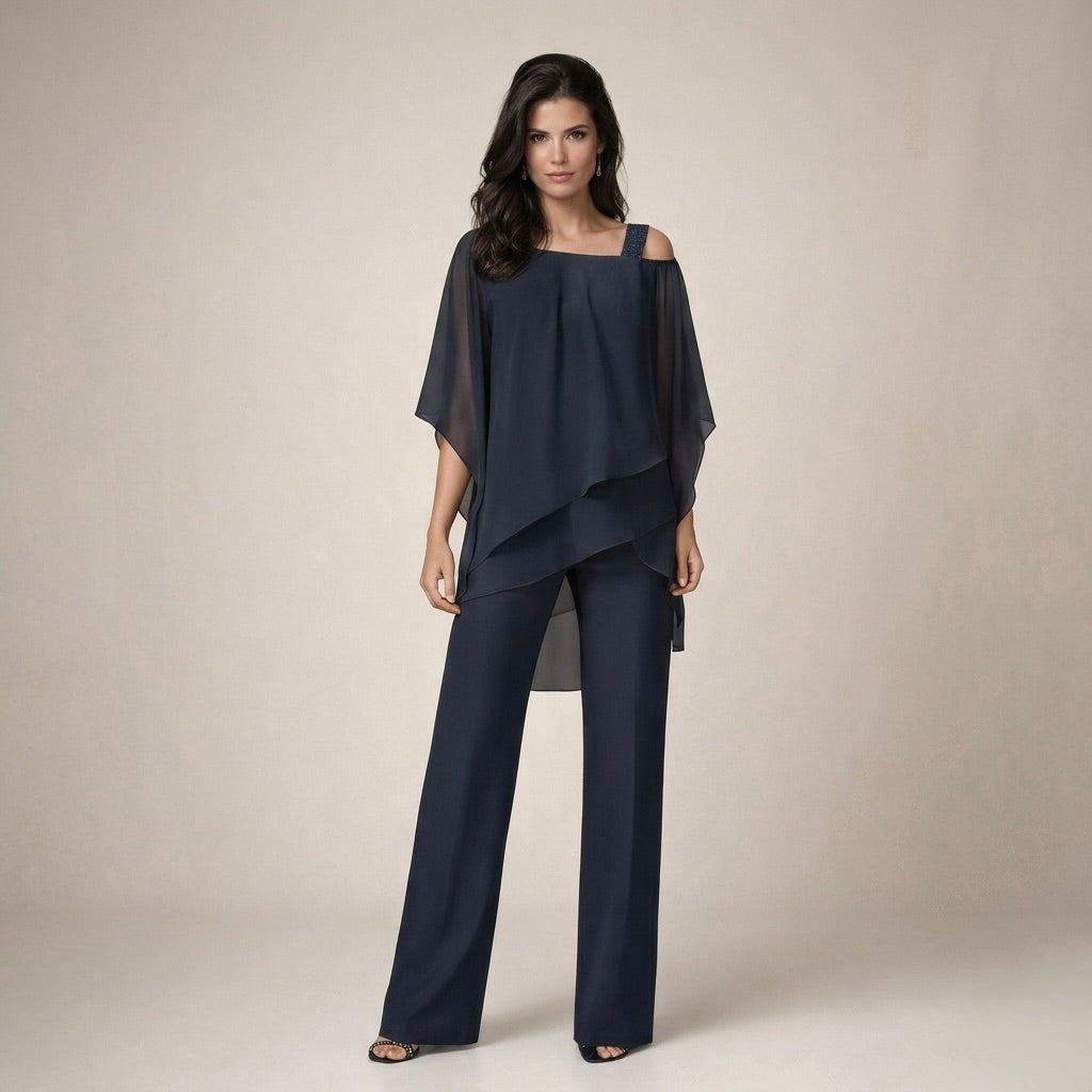 Celeste | Women's Off-Shoulder Top and Wide-Leg Pants Ensemble