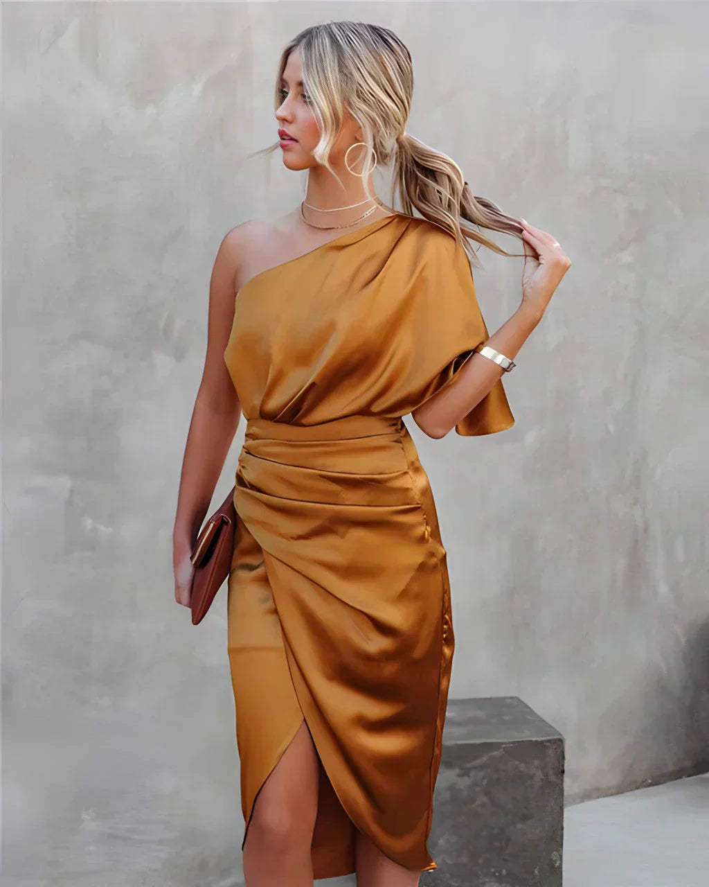 Celeste | Women's Asymmetric One-Shoulder Midi Dress