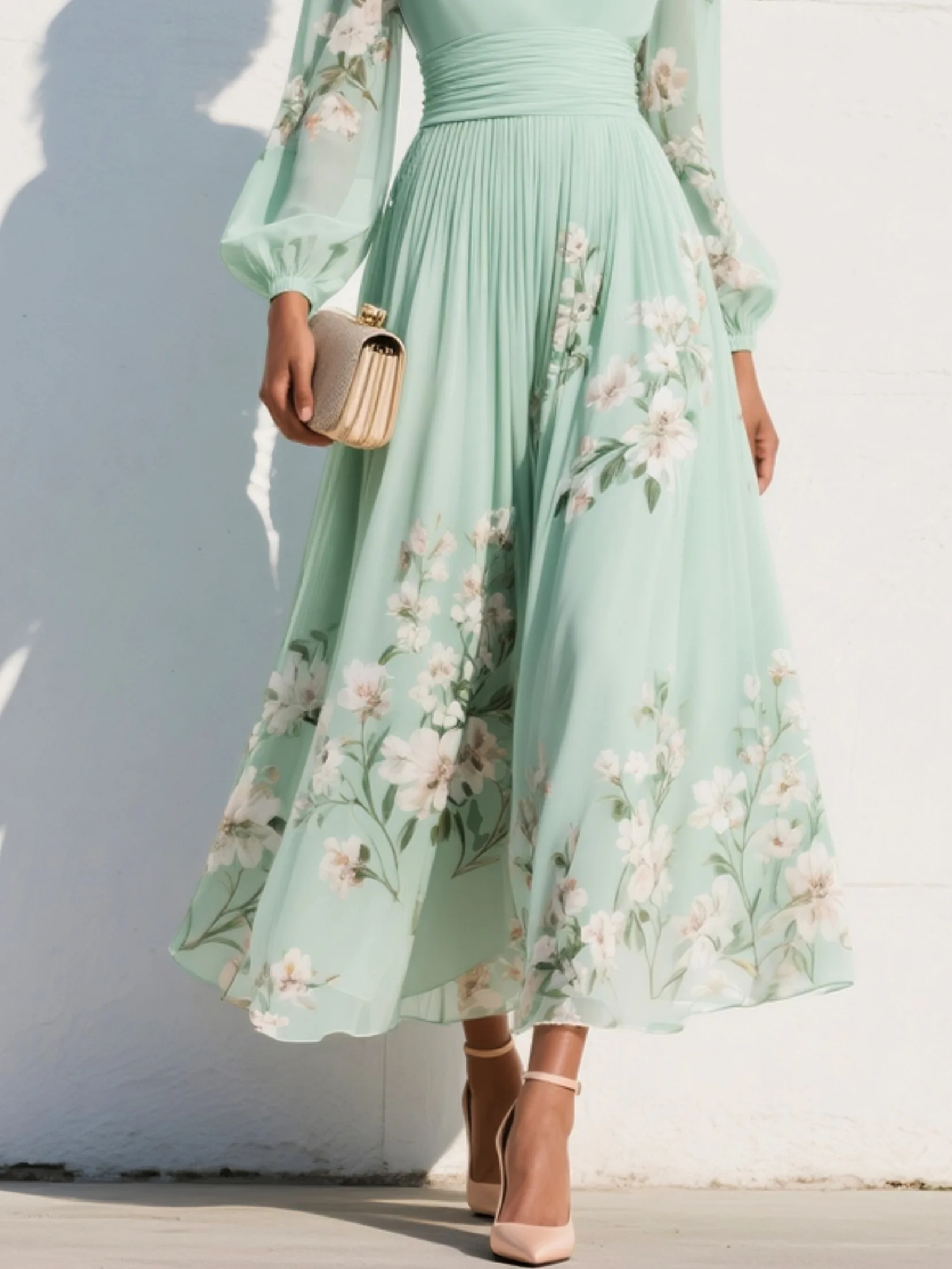 Clementina | Women's Floral V-Neck Midi Dress" can be rewritten as:
"Clementina | Women's Midi Dress with Floral V-Neck Design