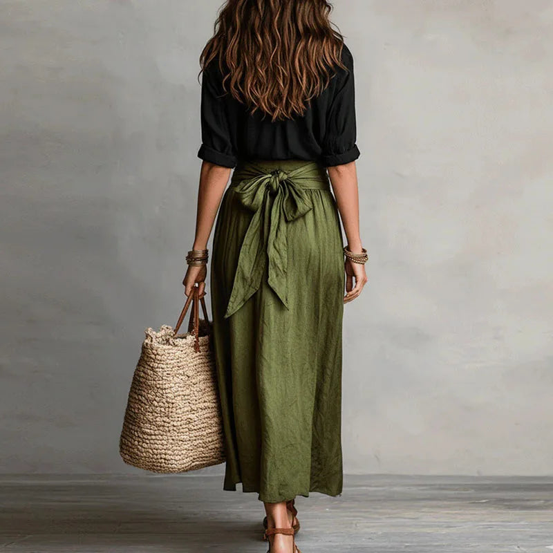 Clementine | Women's Midi Skirt Set with Button-Down Top