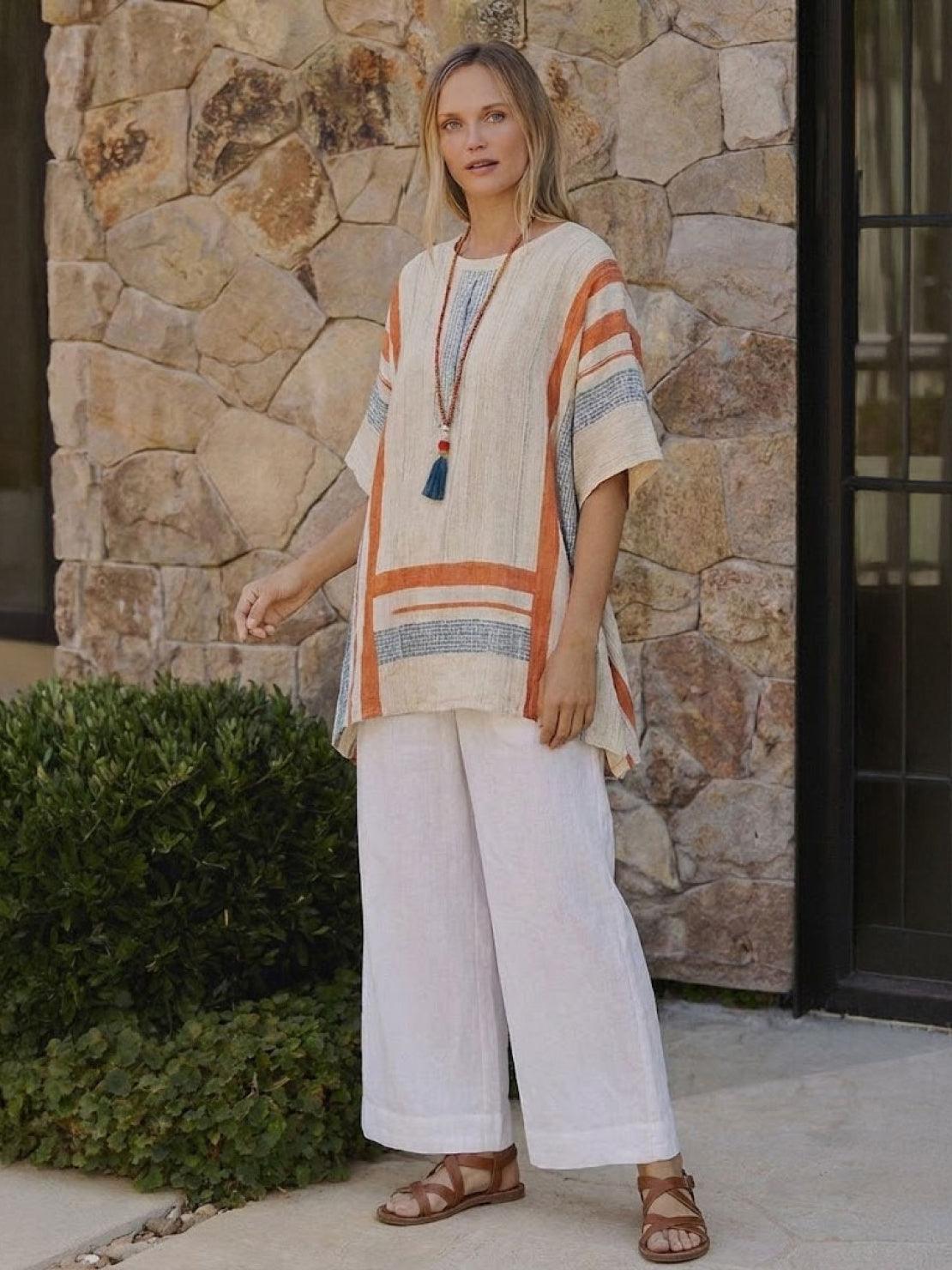 Paloma | Women's Striped Wide-Leg Pants and Tee Set - Casual Two-Piece Outfit