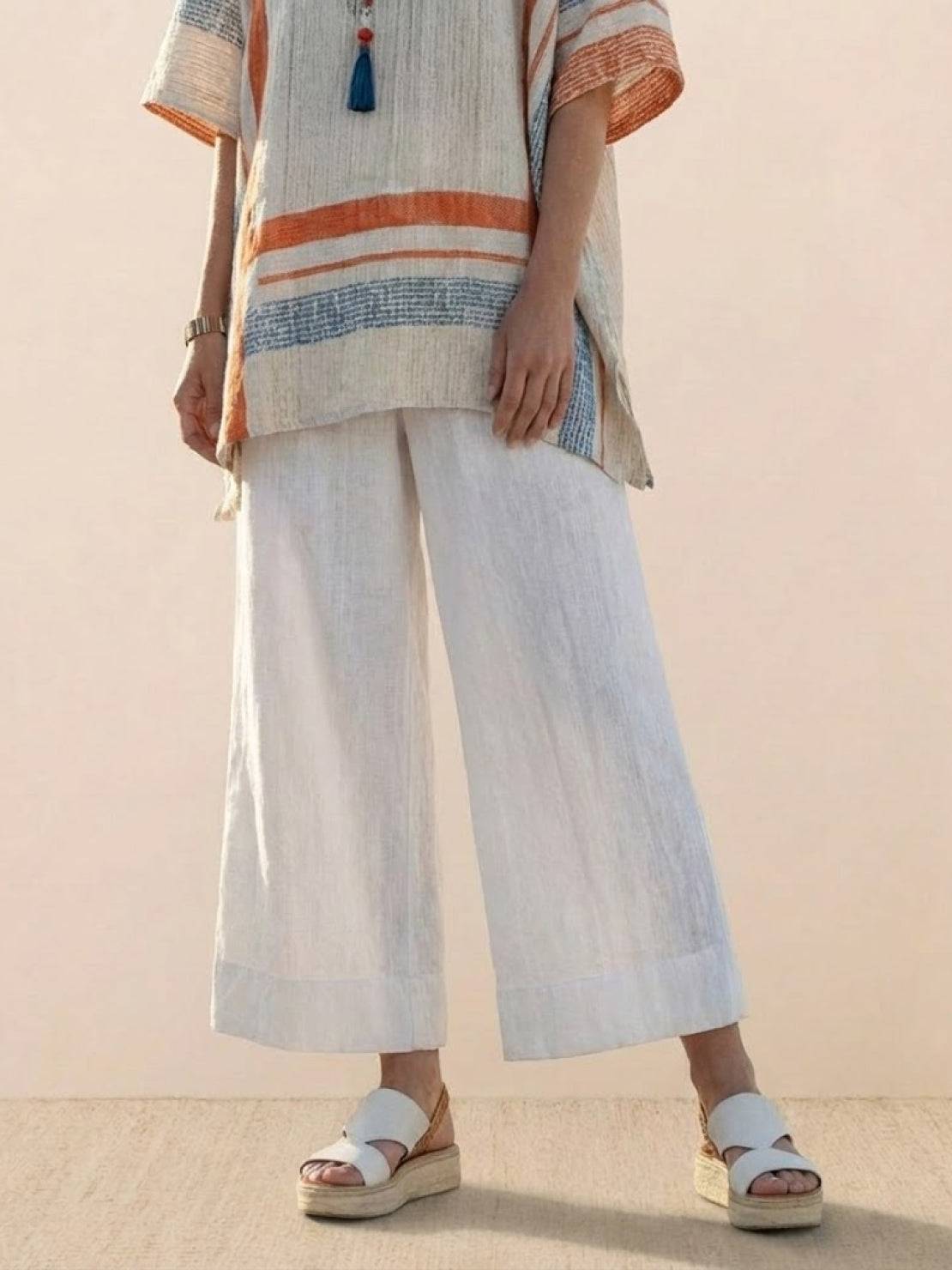 Paloma | Women's Striped Wide-Leg Pants and Tee Set - Casual Two-Piece Outfit