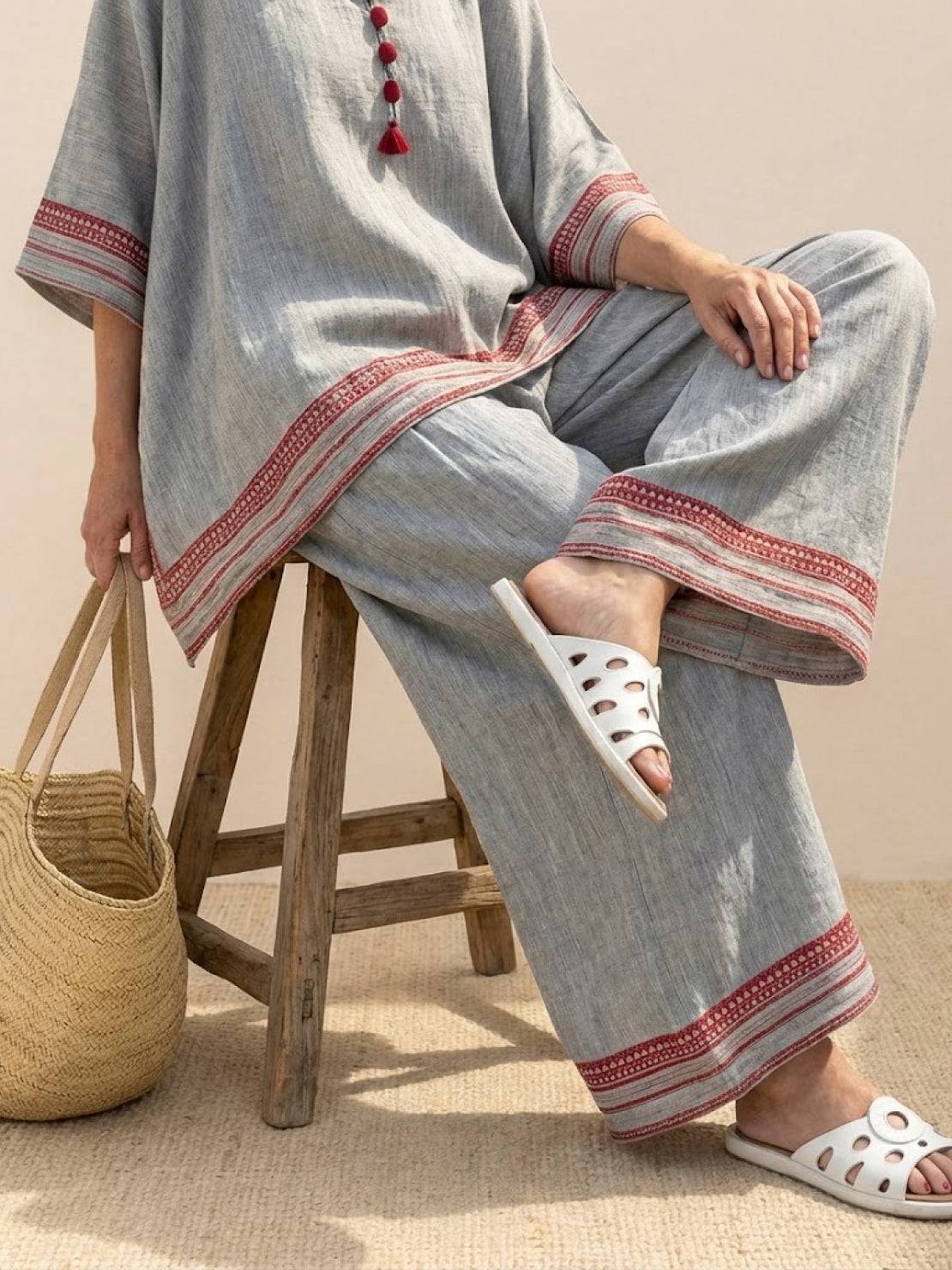 Paloma | Women's Striped Wide-Leg Pants and Tee Set - Casual Two-Piece Outfit