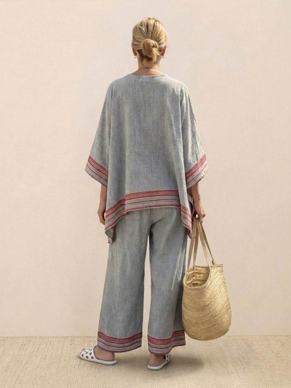 Paloma | Women's Striped Wide-Leg Pants and Tee Set - Casual Two-Piece Outfit