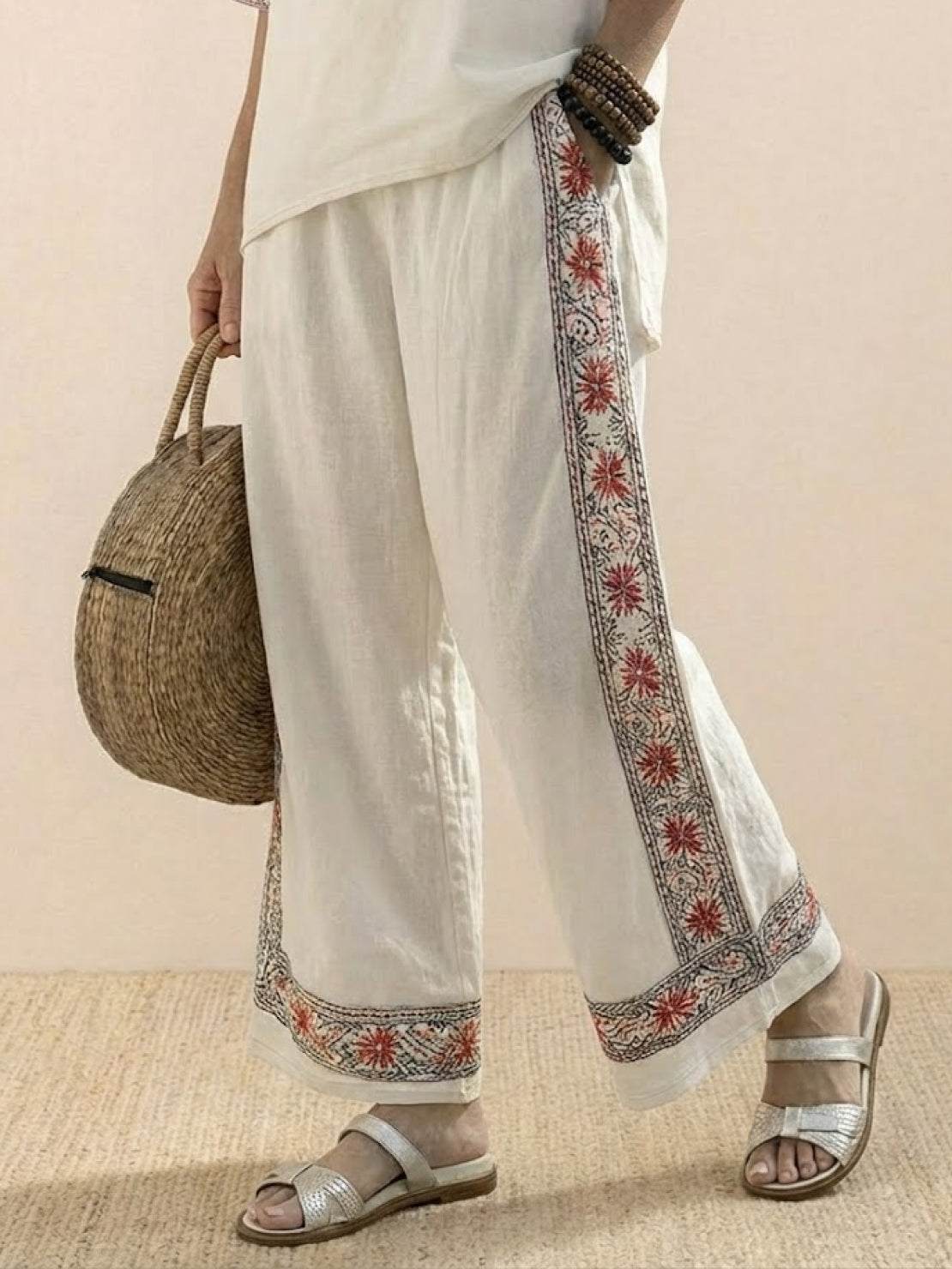 Paloma | Women's Striped Wide-Leg Pants and Tee Set - Casual Two-Piece Outfit