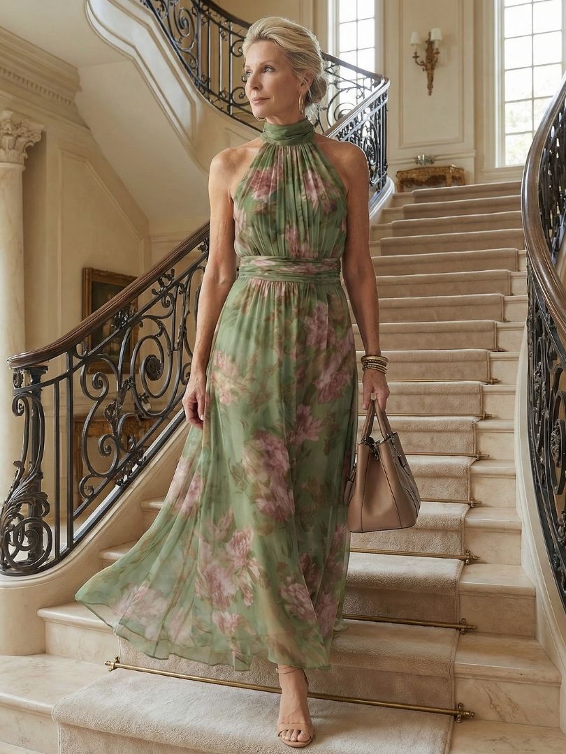 Colette | Women's Floral Print Halter Midi Dress