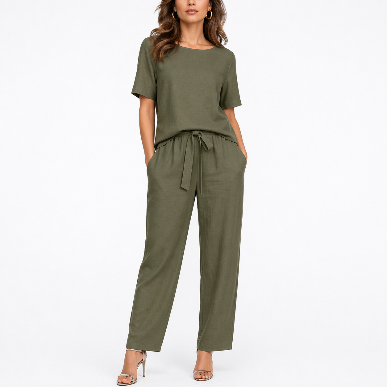 Cordelia Women's Short Sleeve Two-Piece Lounge Set - Wait