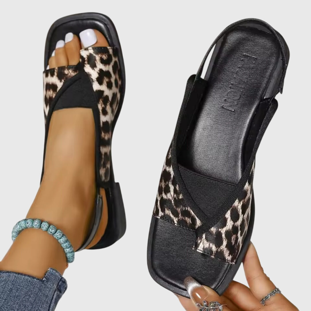 Zara | Women's Colorblock Square Toe Slip-On Flat Sandals