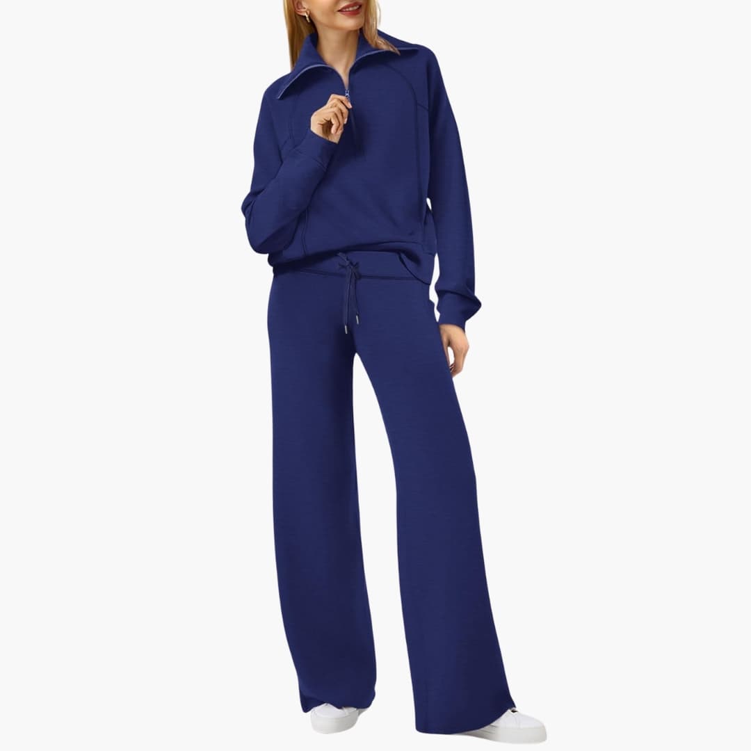 Daphne | Women's Wide Leg Lounge Set with Half Zip