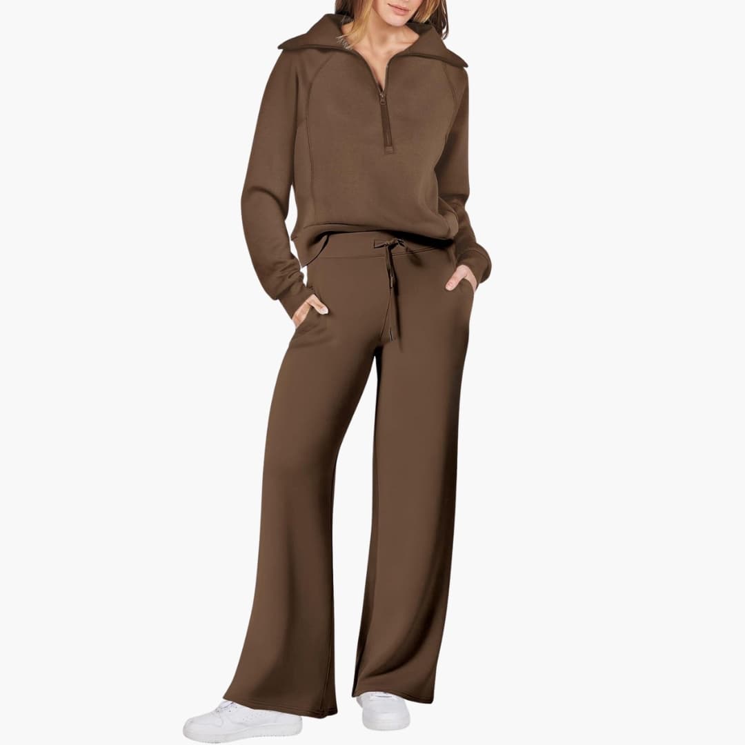 Daphne | Women's Wide Leg Lounge Set with Half Zip