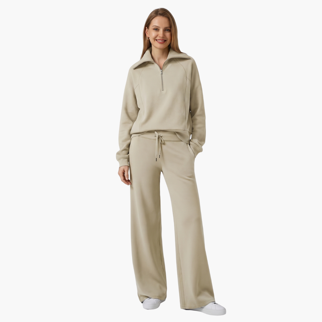 Daphne | Women's Wide Leg Lounge Set with Half Zip