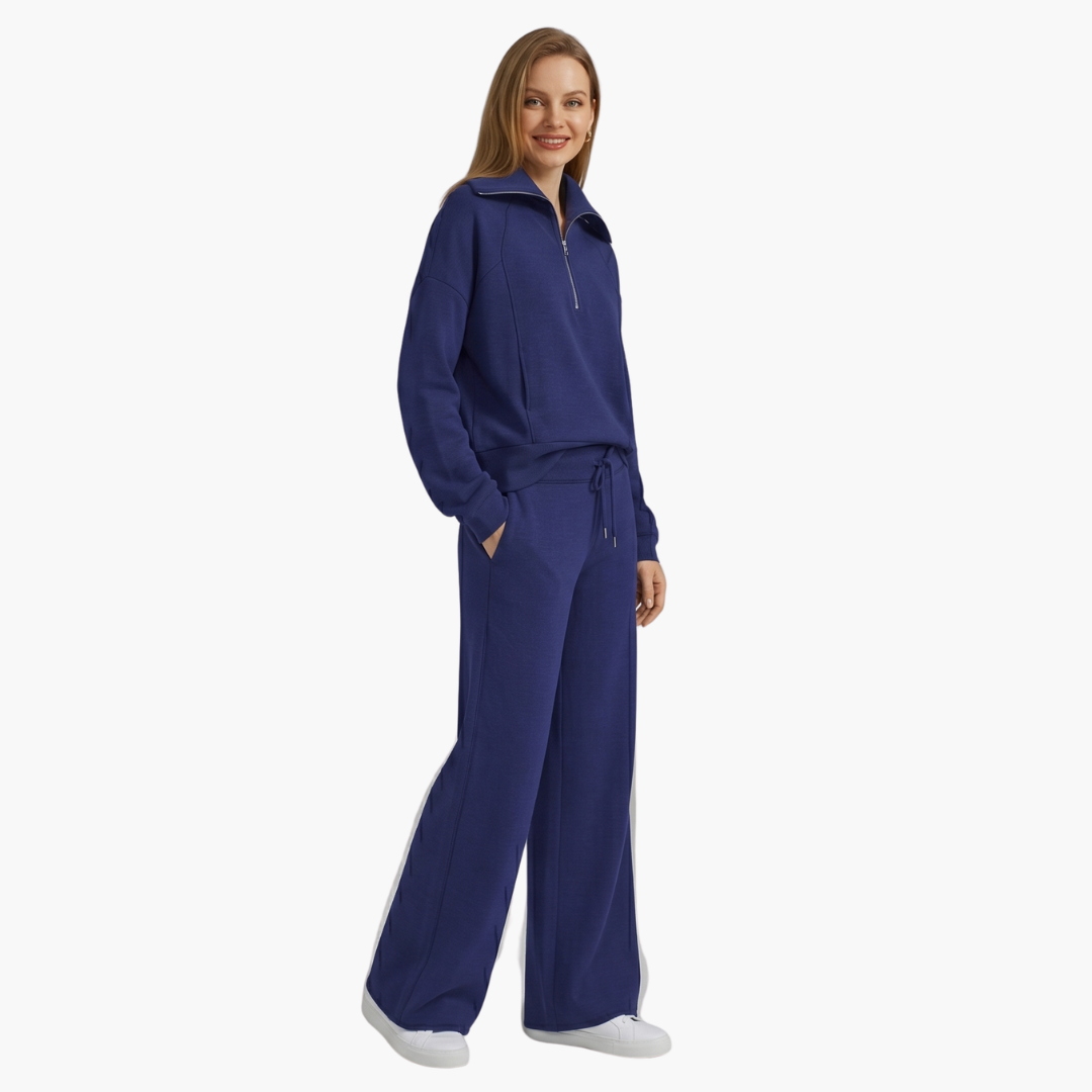 Daphne | Women's Wide Leg Lounge Set with Half Zip