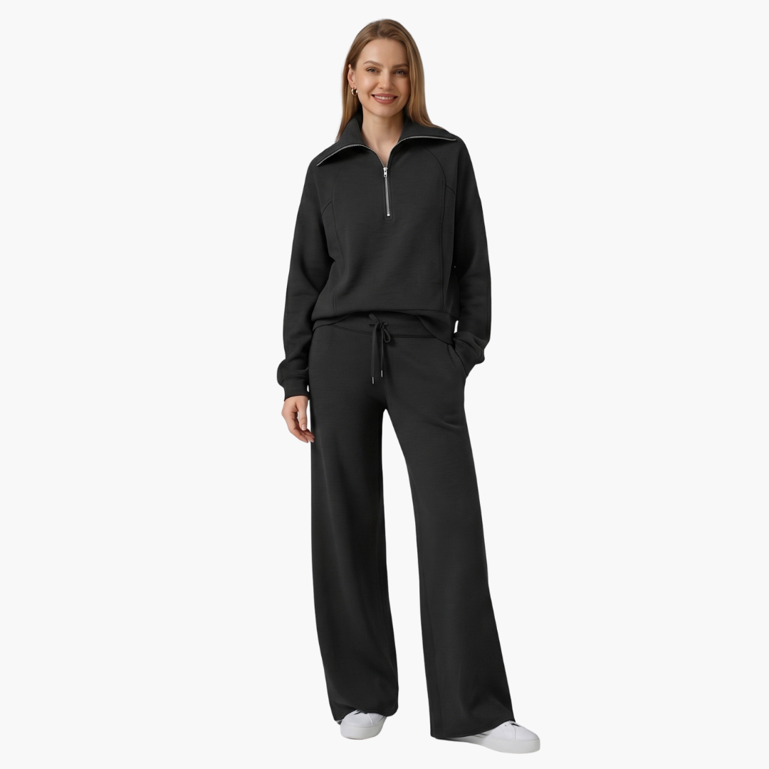 Daphne | Women's Wide Leg Lounge Set with Half Zip