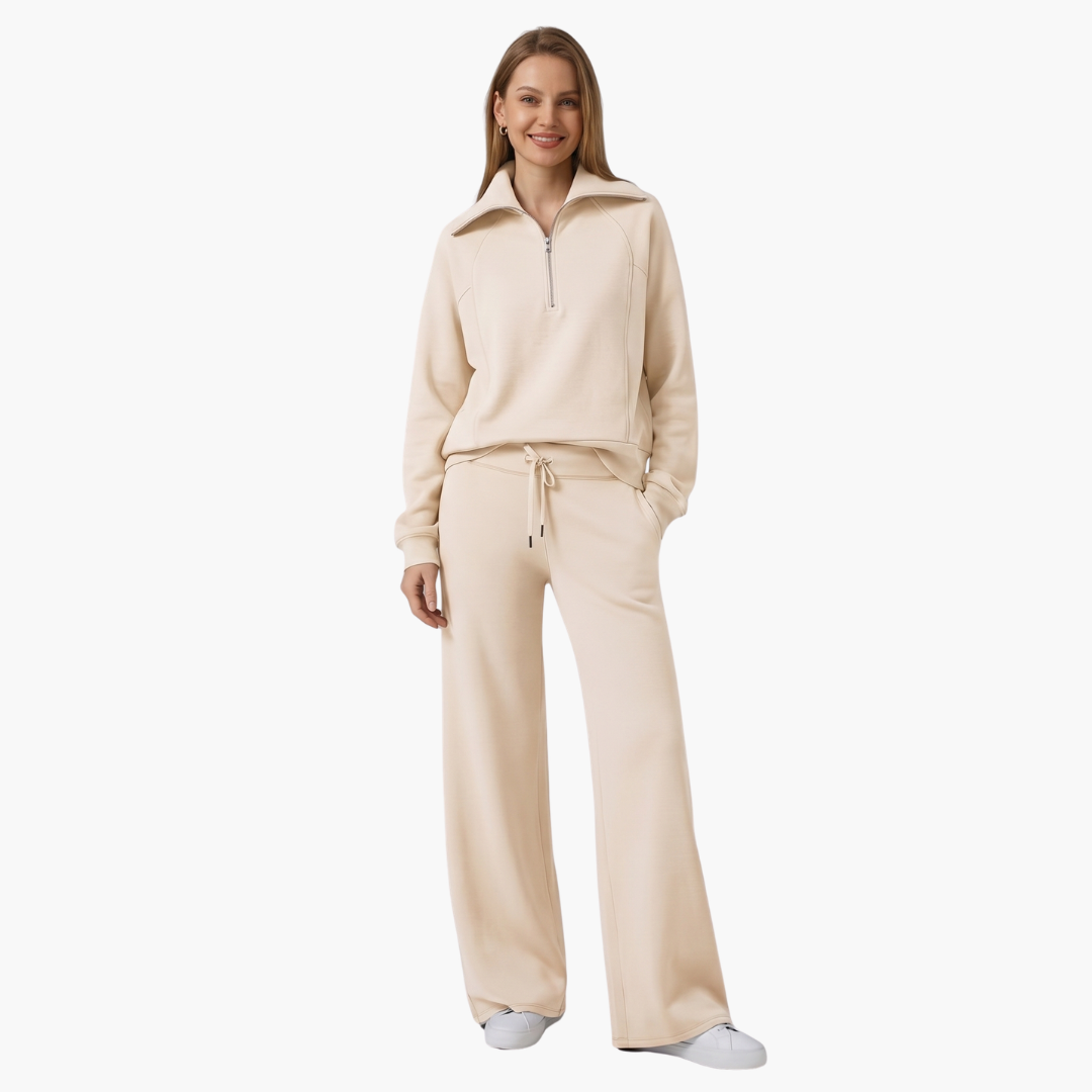 Daphne | Women's Wide Leg Lounge Set with Half Zip
