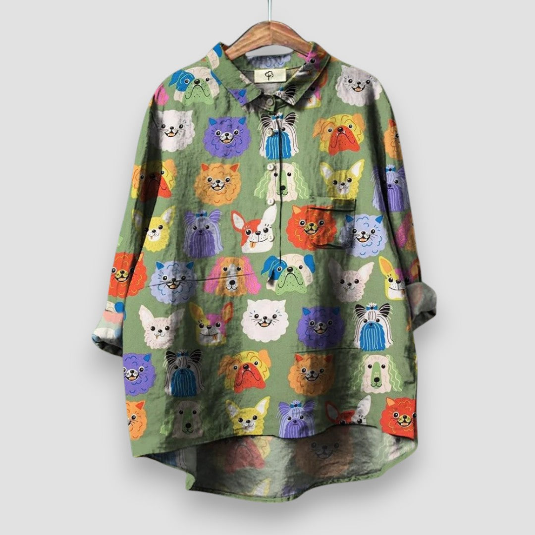 Geraldine™ | Women's Dog Print Shirt