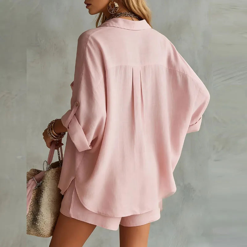 Delphine | Women's Two-Piece Shirt and Shorts Ensemble