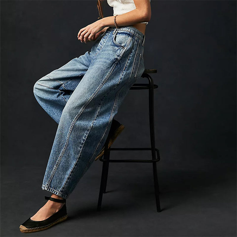 Women's Relaxed Fit High Waist Barrel Leg Jeans