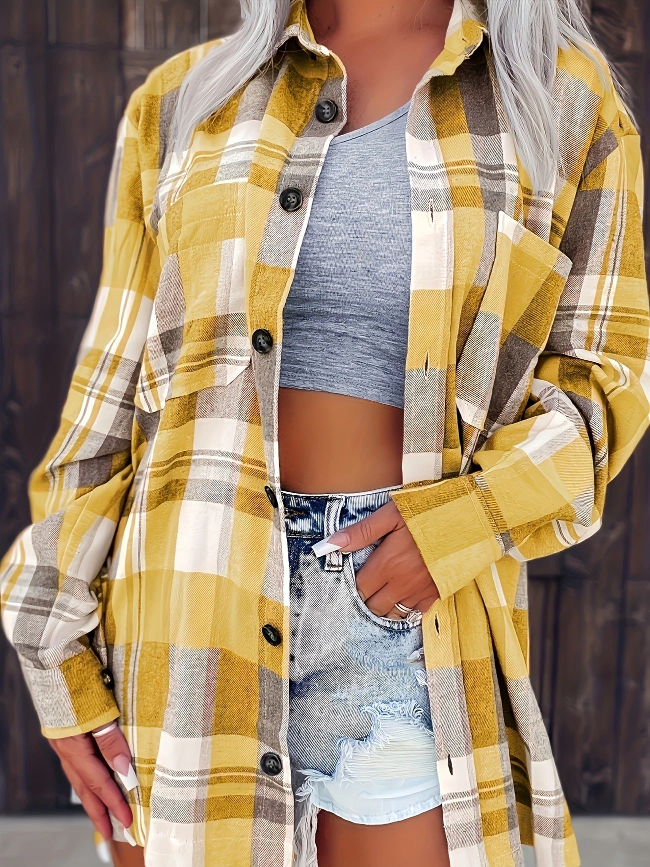 Harper | Women's Oversized Plaid Flannel Shirt with Button Closure