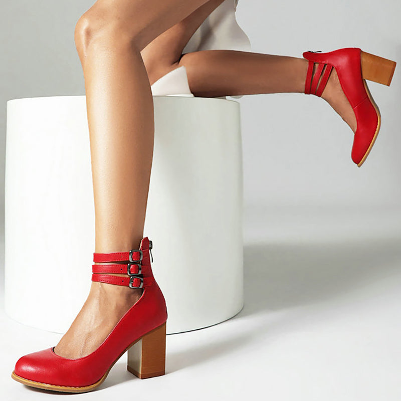 Casilda™ | Sleek Ankle Strap Sandals with Chunky Heel