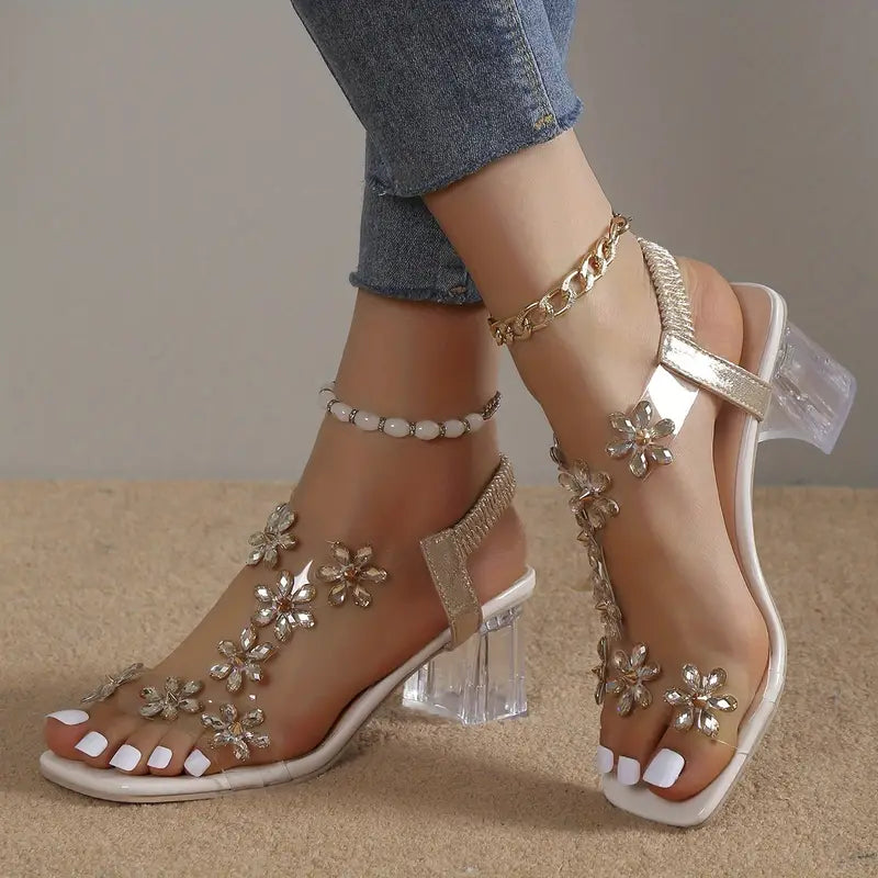 Serene | Women's Rhinestone-Embellished Block Heel Sandals