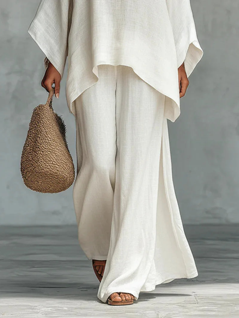 Evangeline | Women's Asymmetrical Top and Wide-Leg Pants Ensemble