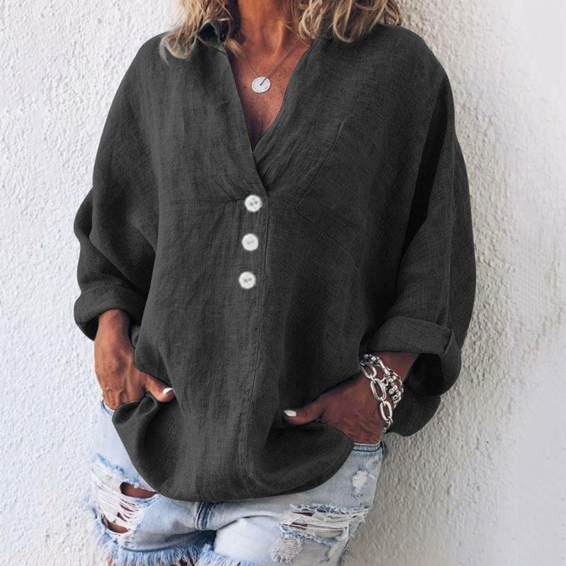 Evangeline | Women's V-Neck Button-Up Top