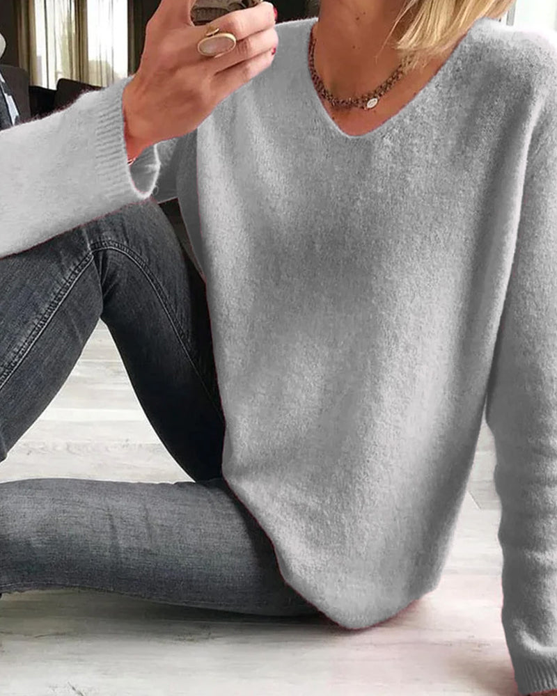 Evelina | Women's Long Sleeve V-Neck Sweater