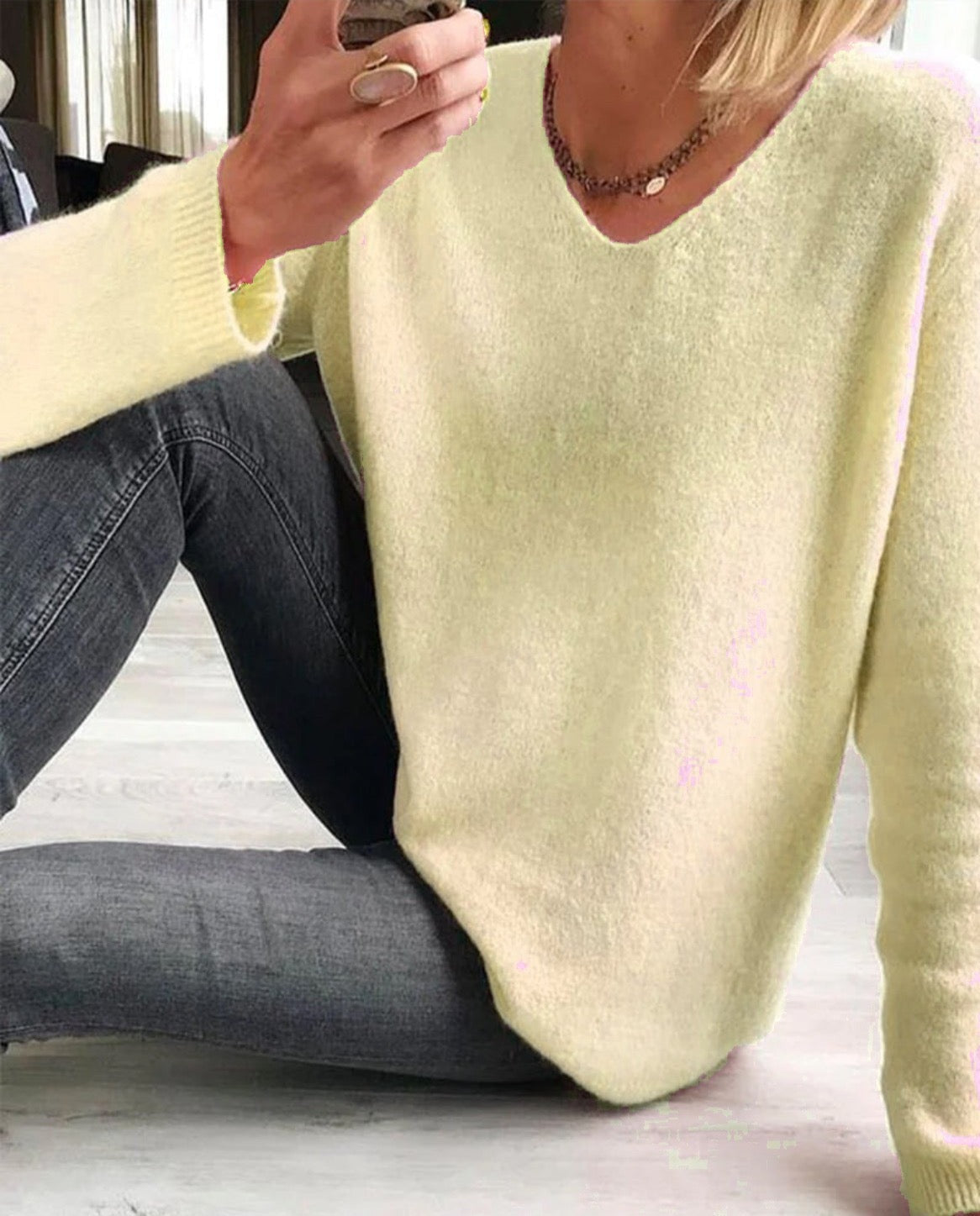 Evelina | Women's Long Sleeve V-Neck Sweater