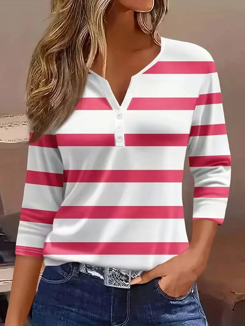 Amelia™ Striped V-Neck Blouse