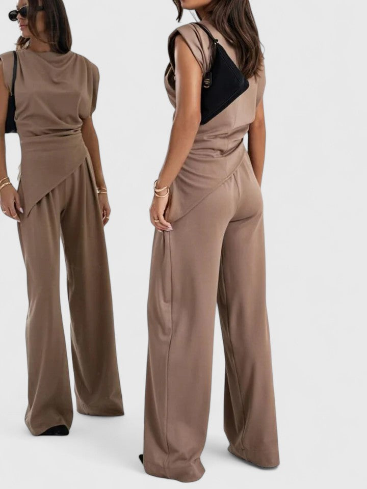 Laiza | Women's Elegant Draped Two-Piece Set with Wide Leg Pants for Special Occasions