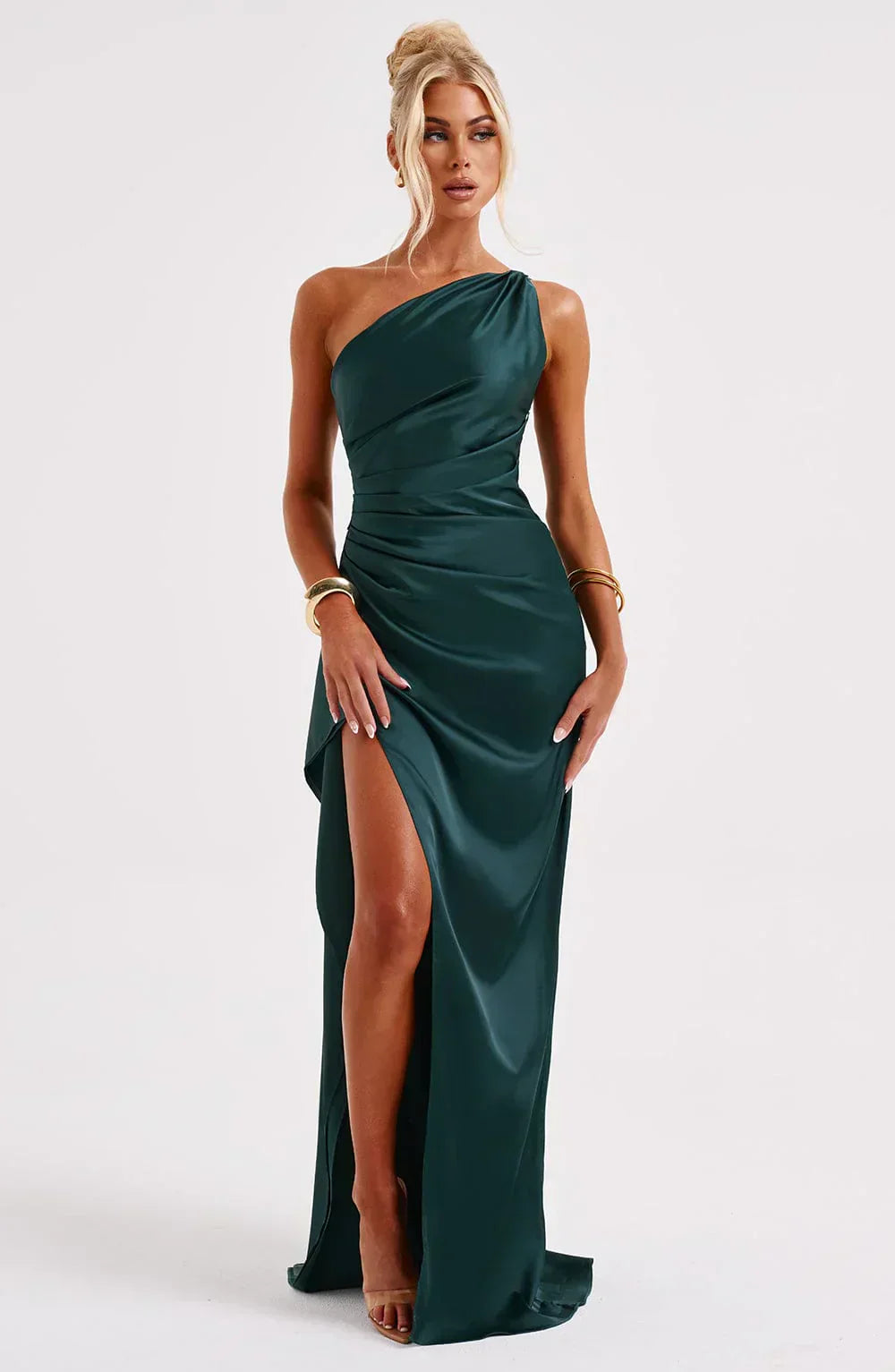 Fallon | Women's Ruched One-Shoulder Maxi Dress