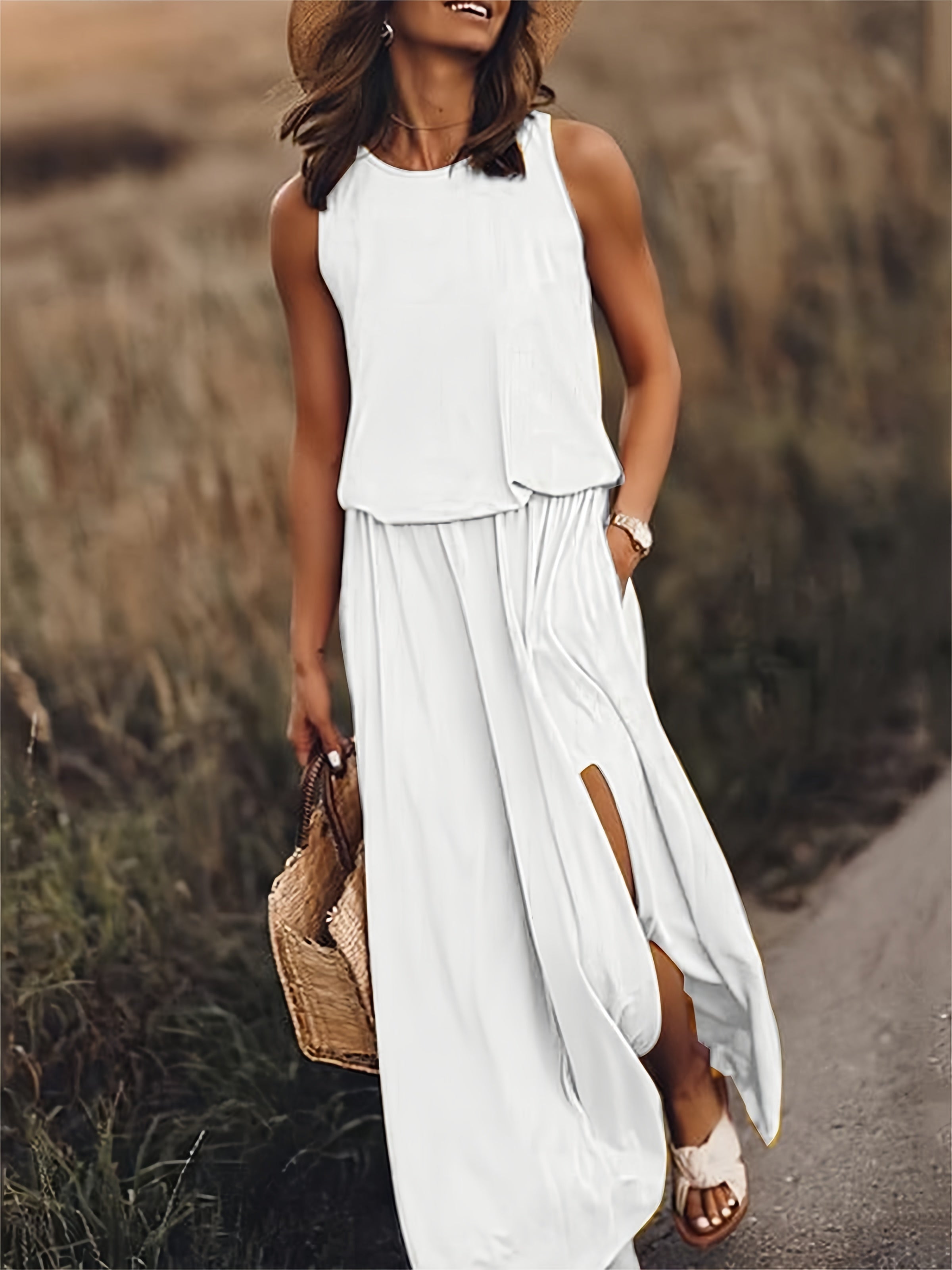 Fiona | Women's Sleeveless Maxi Blouson Dress
