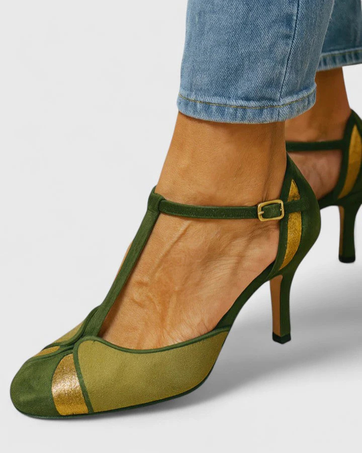 Fiona | Women's Ankle Strap T-Bar Heels