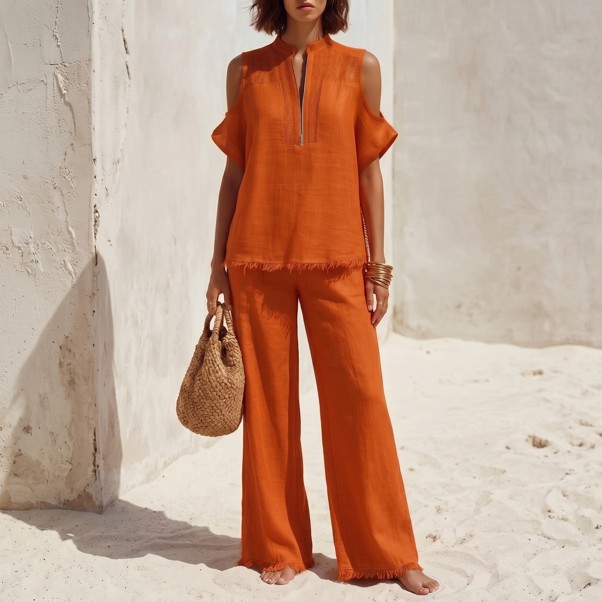 Breezy Cold-Shoulder Lounge Set