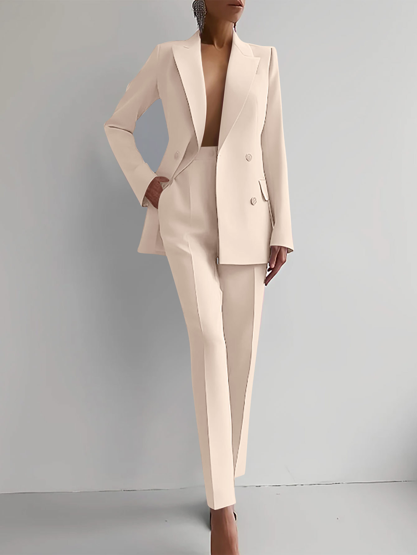Scarlett | Women's Slim Fit Suit Set with Double Breasted Blazer and Tailored Pants