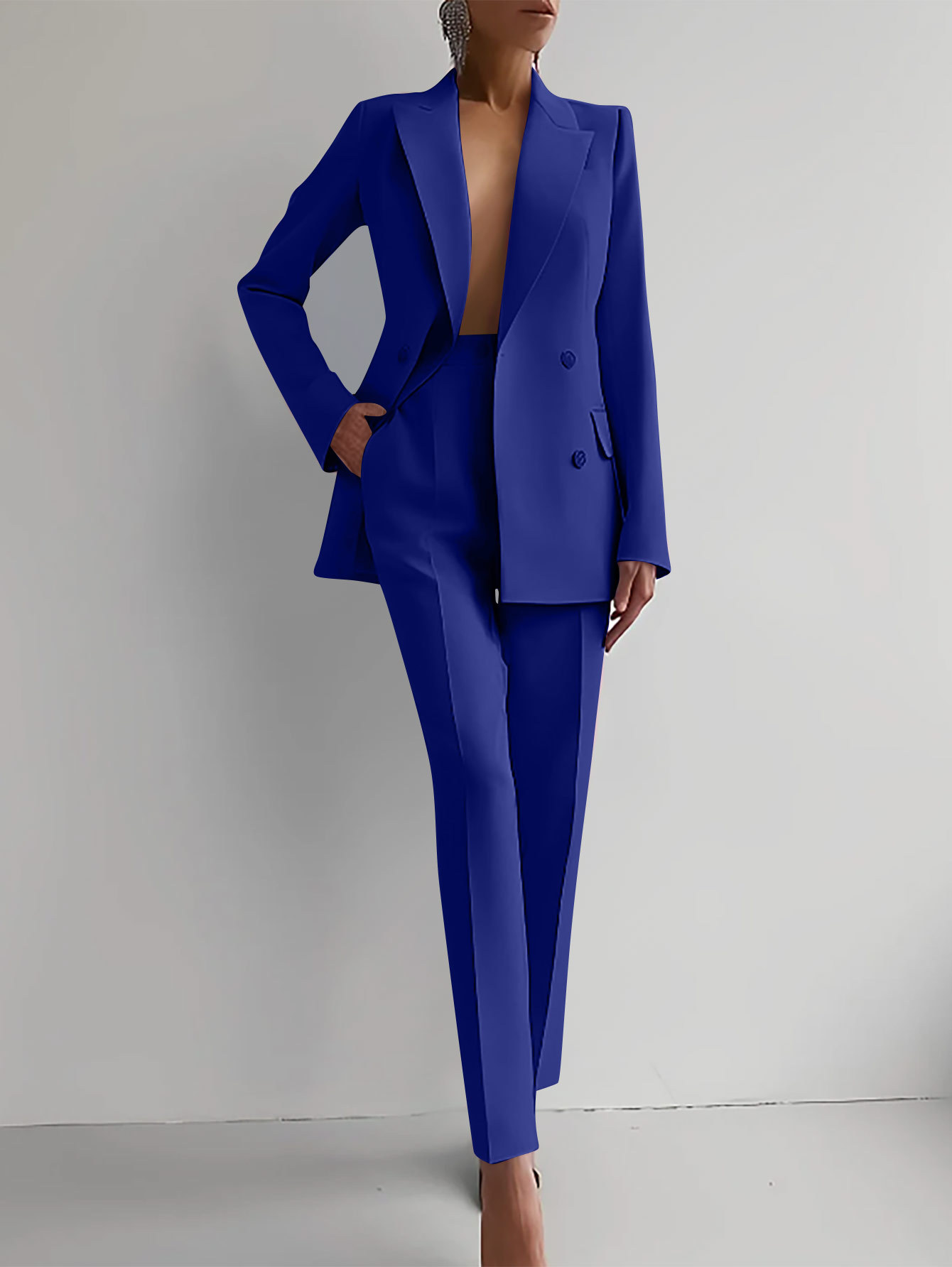 Scarlett | Women's Double-Breasted Blazer and Tailored Slim Pants Suit Set