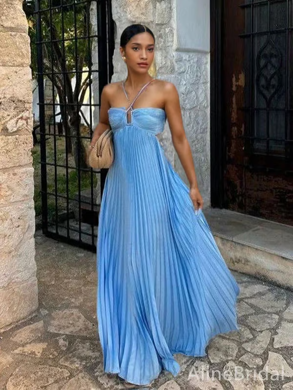 Orchid | Women's Halter Maxi Dress for Wedding Guests - Evening Elegance